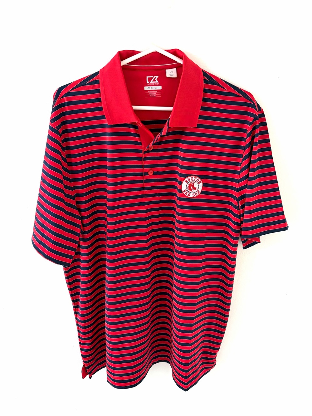 Cutter & Buck Boston Red Sox Striped Performance Polo, Size: Large